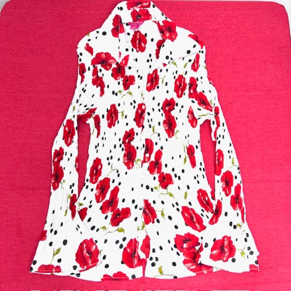 Sunny Leigh & Halley Mathews Blouse 1X+XL Pleated Ruffle V-Neck Bell Sleeve(#52 - Picture 8 of 12